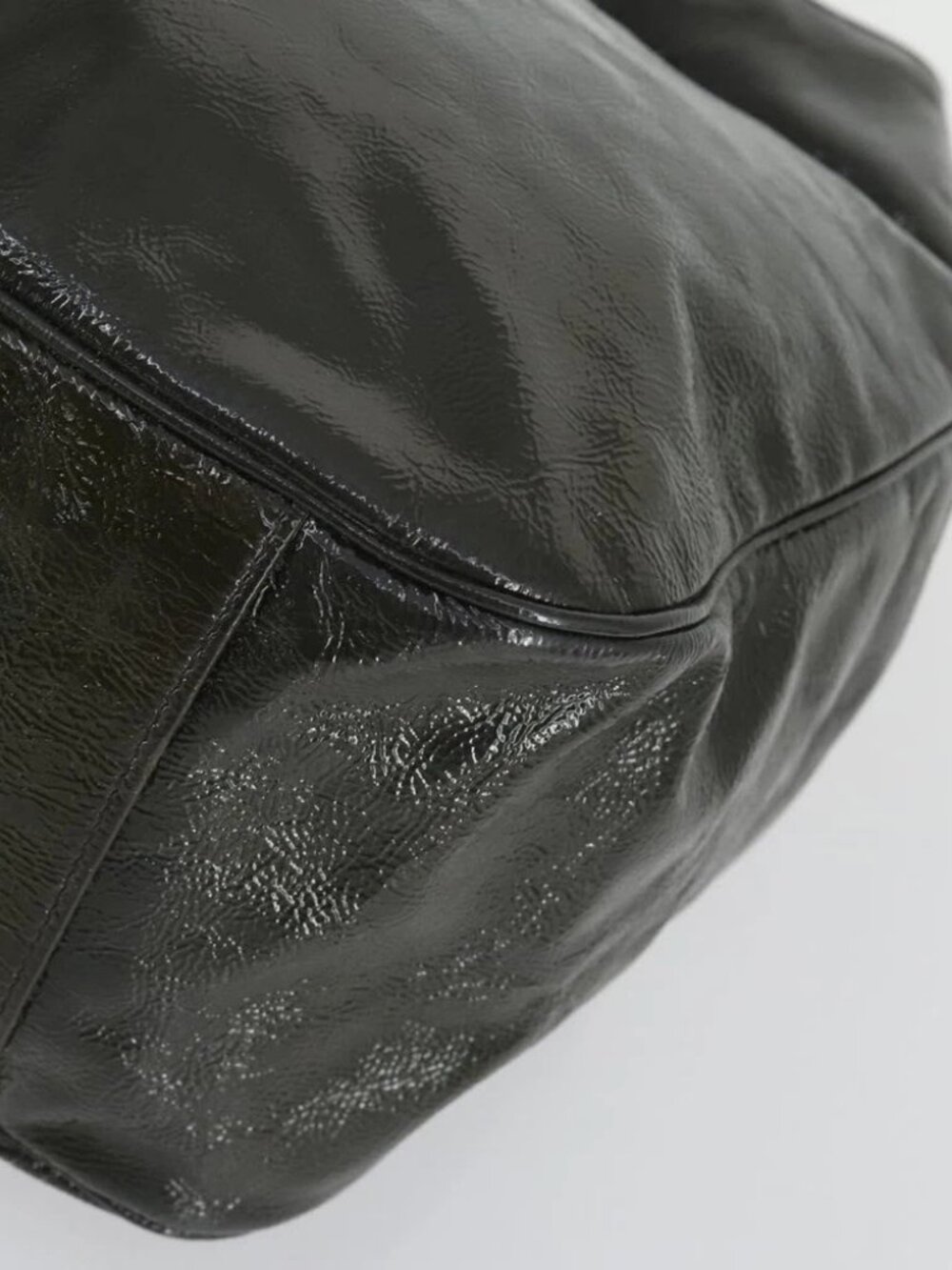 SAINT LAURENT Shoulder Bag Enamel Khaki Silver Auth - Picture 11 of 16